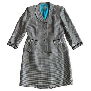 Unger 100% Silk Gingham Plaid Two‎ Piece Suit Size 8